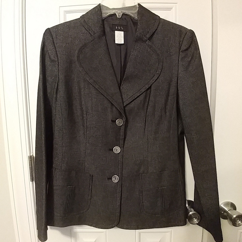 Black & silver blazer jacket lined size 10